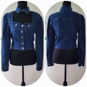 Swank A Posh Cut it Out Denim Jacket Dark Wash Size M Women